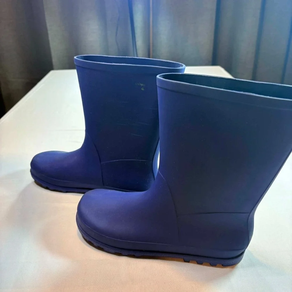 Cat & Jack Kids Size 4 Andy Rain Boots Waterproof Blue Slip On Rubber Puddle